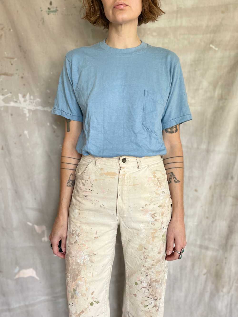 70s Blank Sky Blue Pocket Tee - image 1