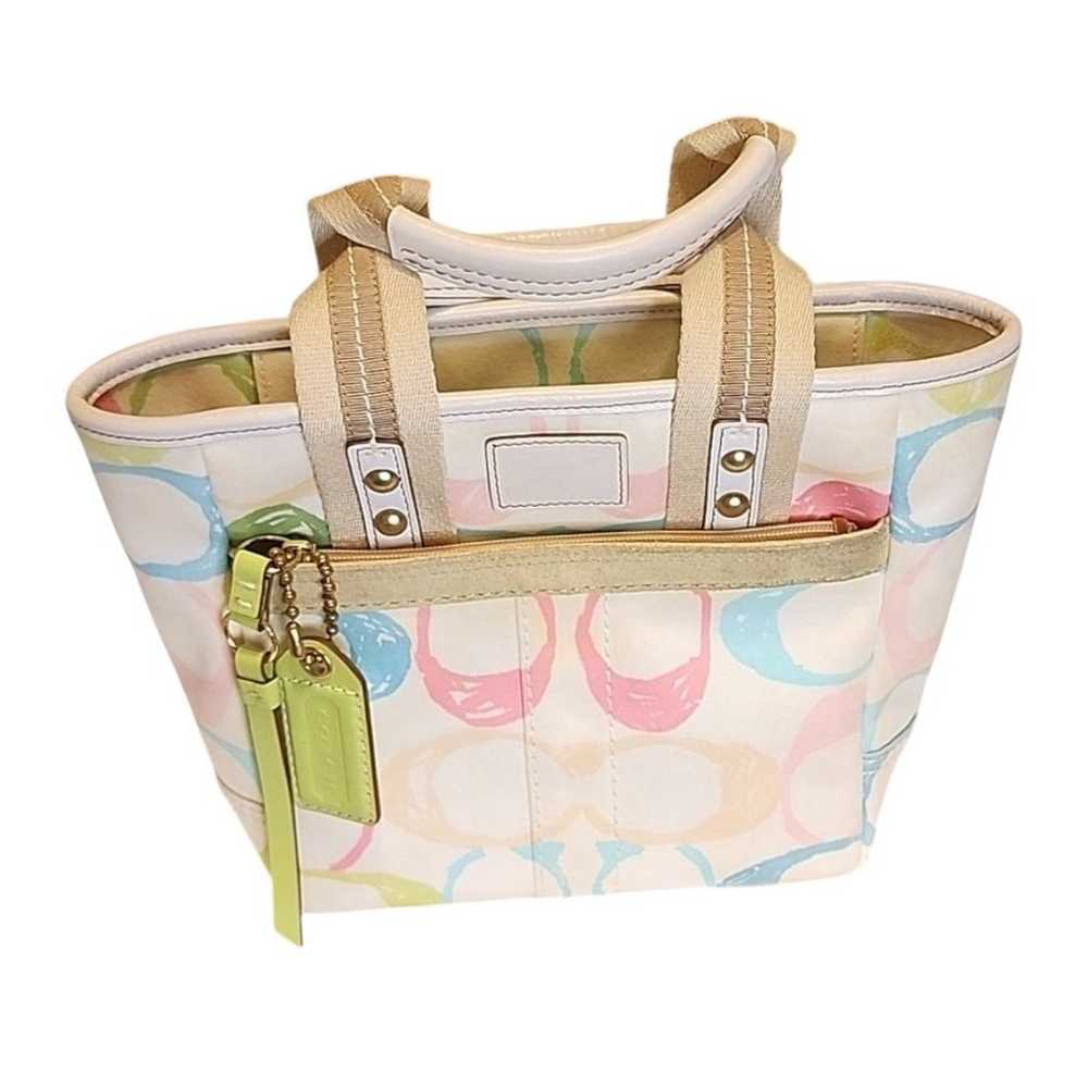 Authentic Coach Hampton Scribble Pastel Small Tote - image 2