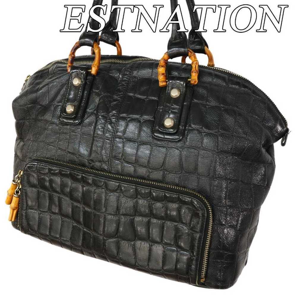 Rare ESTNATION Croco-embossed Leather Handbag - image 1