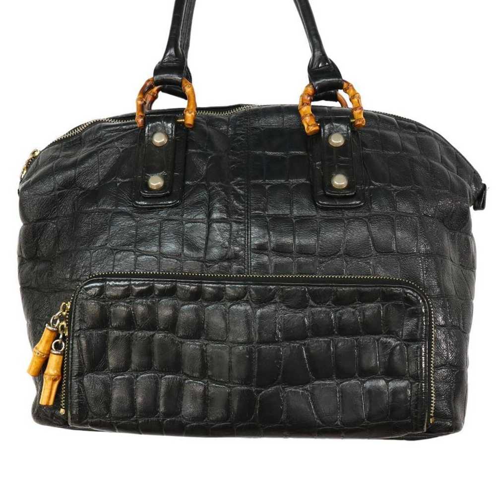 Rare ESTNATION Croco-embossed Leather Handbag - image 2