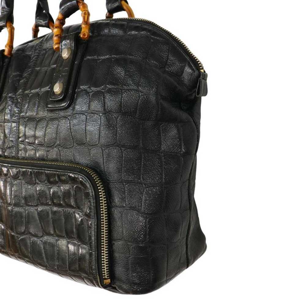 Rare ESTNATION Croco-embossed Leather Handbag - image 3