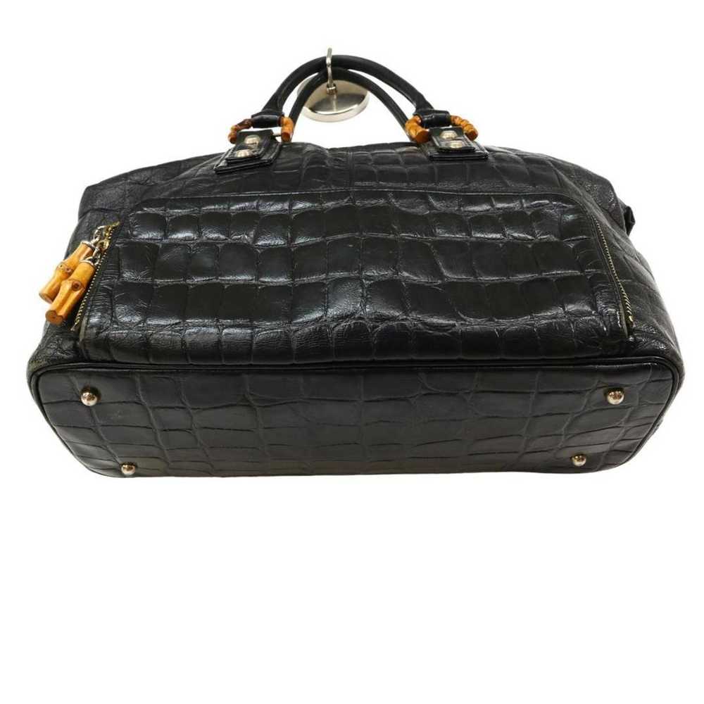 Rare ESTNATION Croco-embossed Leather Handbag - image 5