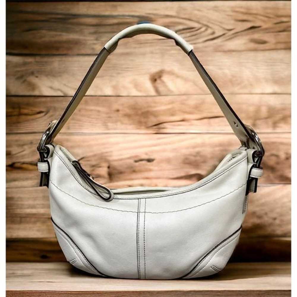 Vintage Coach 9541 Cream Leather SoHo Mini Hobo B… - image 2