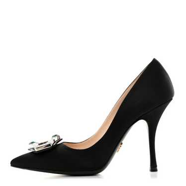 PRADA Satin Crystal Embellished Pumps 38 Black