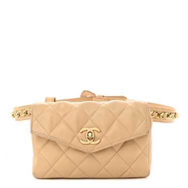 CHANEL Lambskin Quilted Flap Waist Belt Bag 70 28… - image 1