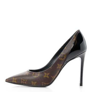 LOUIS VUITTON Monogram Cherie Pumps 38 Black