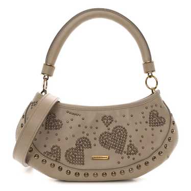 BURBERRY Calfskin Heart Studded Shoulder Bag Beige