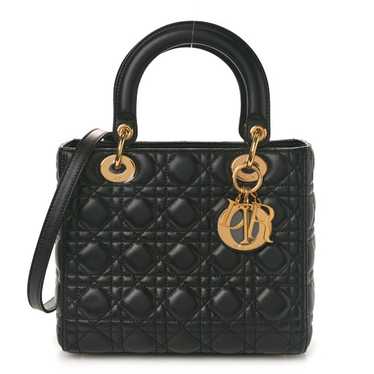 CHRISTIAN DIOR Lambskin Cannage Medium Lady Dior … - image 1