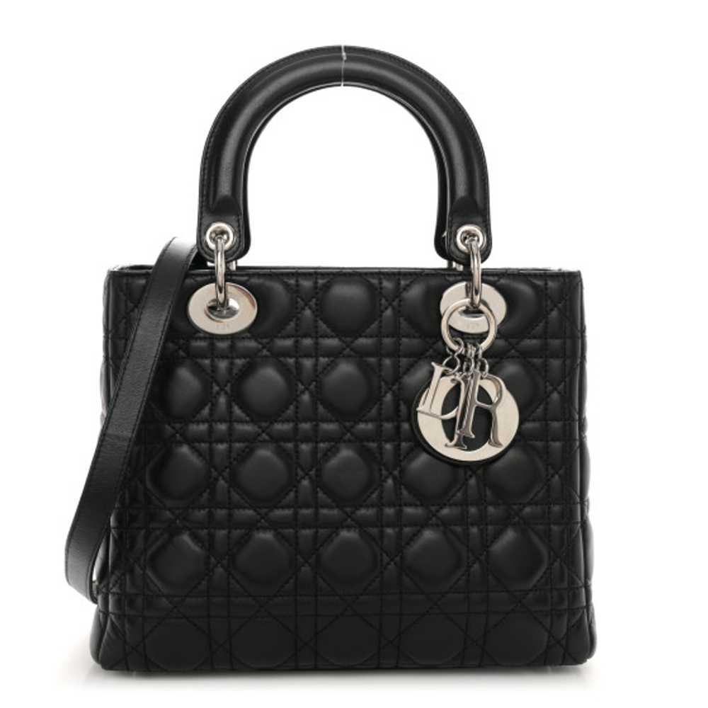 CHRISTIAN DIOR Lambskin Cannage Medium Lady Dior … - image 1