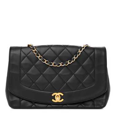 CHANEL Lambskin Quilted Medium Single Flap Black