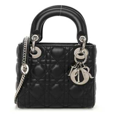 CHRISTIAN DIOR Lambskin Cannage Mini Lady Dior Bl… - image 1