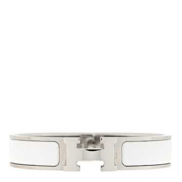 HERMES Enamel Narrow Clic Clac H Bracelet PM White