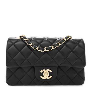 CHANEL Lambskin Quilted Mini Rectangular Flap Blac