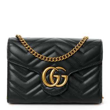 GUCCI Calfskin Matelasse GG Marmont Chain Wallet B