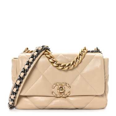 CHANEL Lambskin Quilted Medium Chanel 19 Flap Bei… - image 1