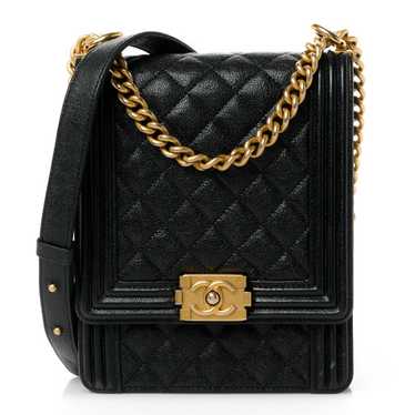 CHANEL Caviar Quilted North South Boy Flap Black