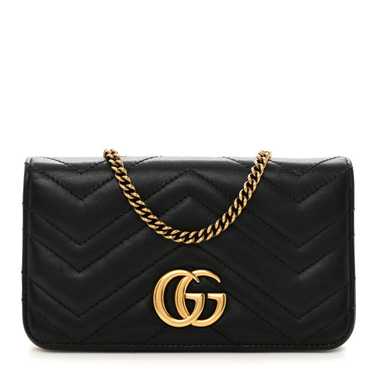 GUCCI Calfskin Matelasse GG Marmont Mini Bag Black