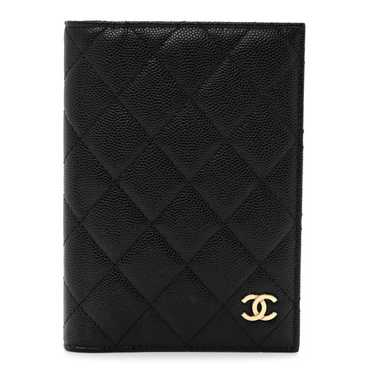 CHANEL Caviar Quilted Passport Holder Black