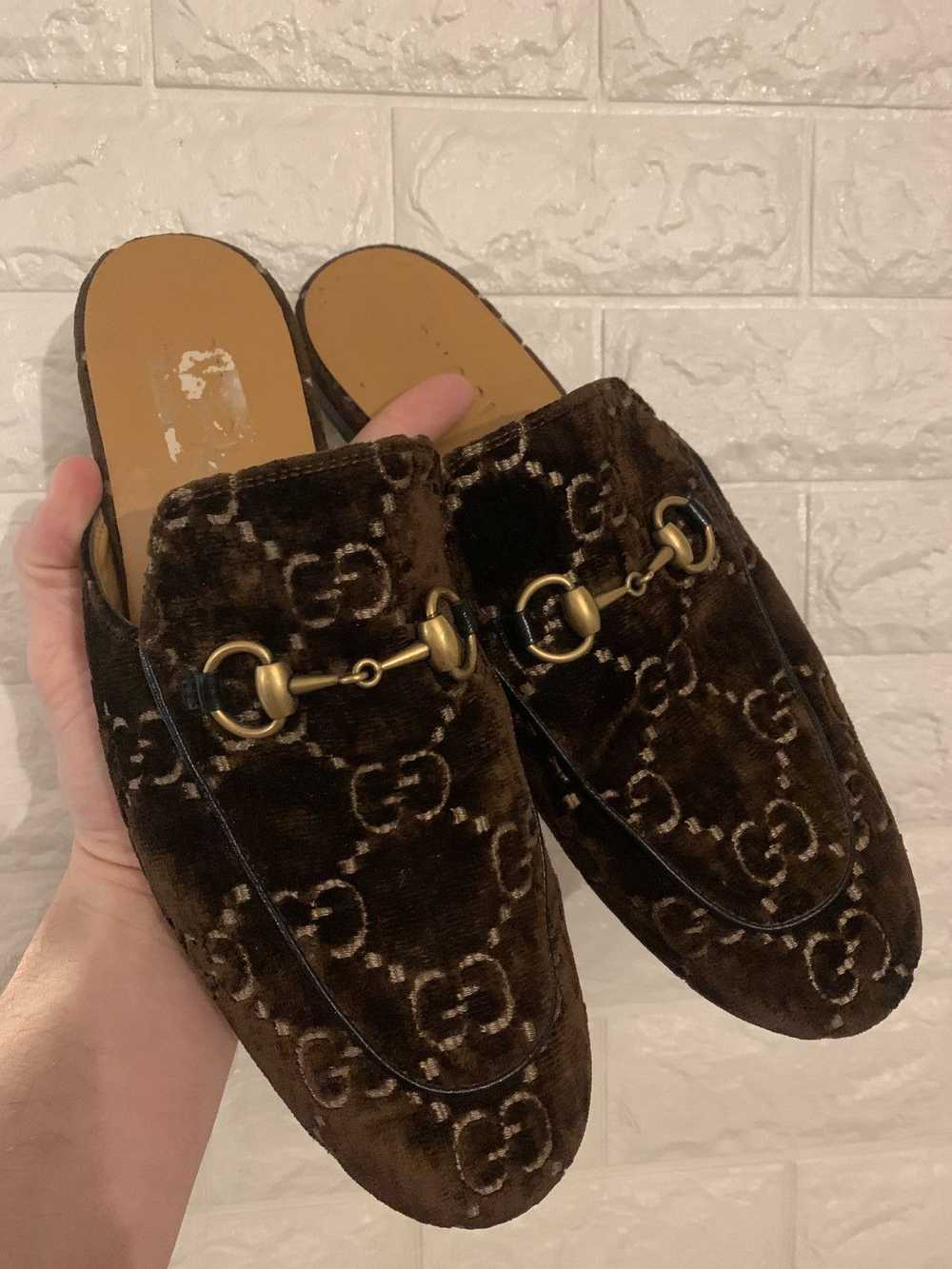 Gucci Velvet Chocolate GG slippers - image 1