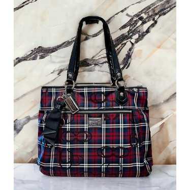 Coach 18713 Poppy Signature Sateen Tartan Glam Tot