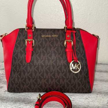 Michael Kors Lg Ciria Red/Brown Purse - image 1