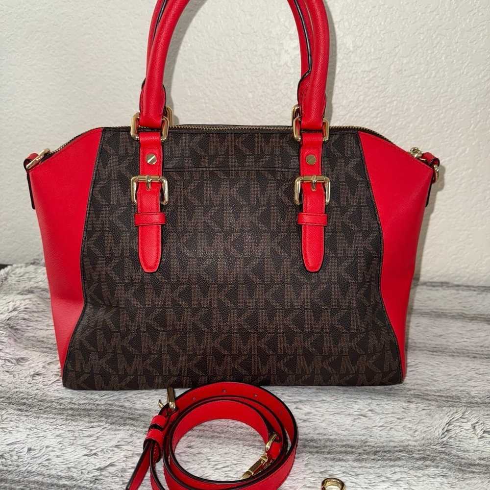 Michael Kors Lg Ciria Red/Brown Purse - image 2