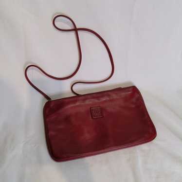 Vintage Ann Klein for Calderon Deep Red Leather S… - image 1