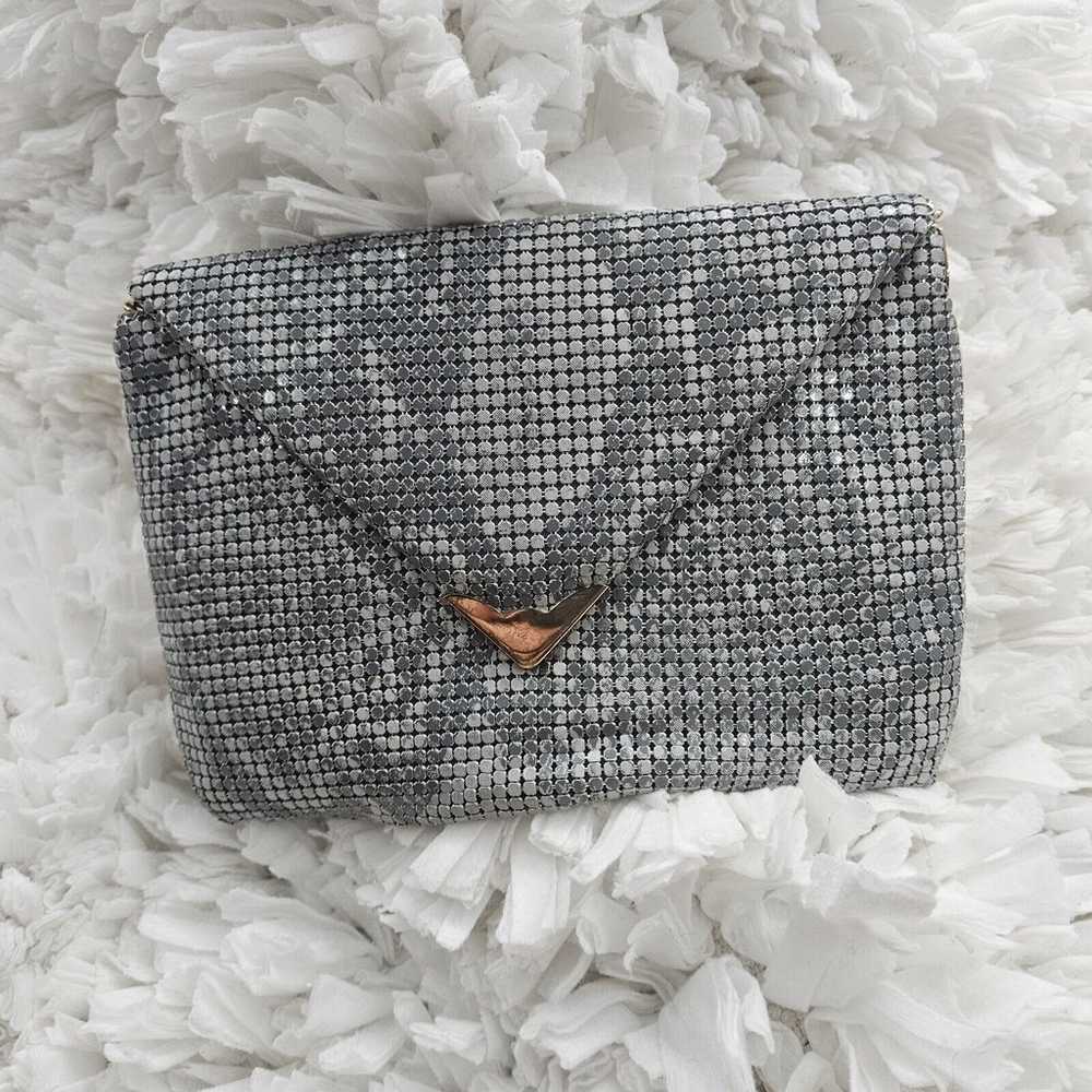 Pelle' Italia Vintage 60s Gray Metal Mesh Chain E… - image 1