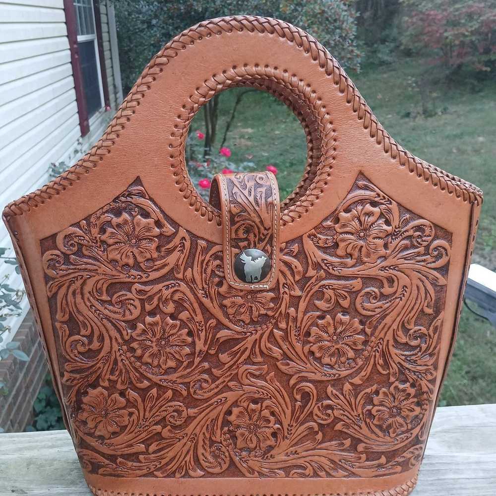 Handmade/Carved 100% Leather Western Style Bucket… - image 2