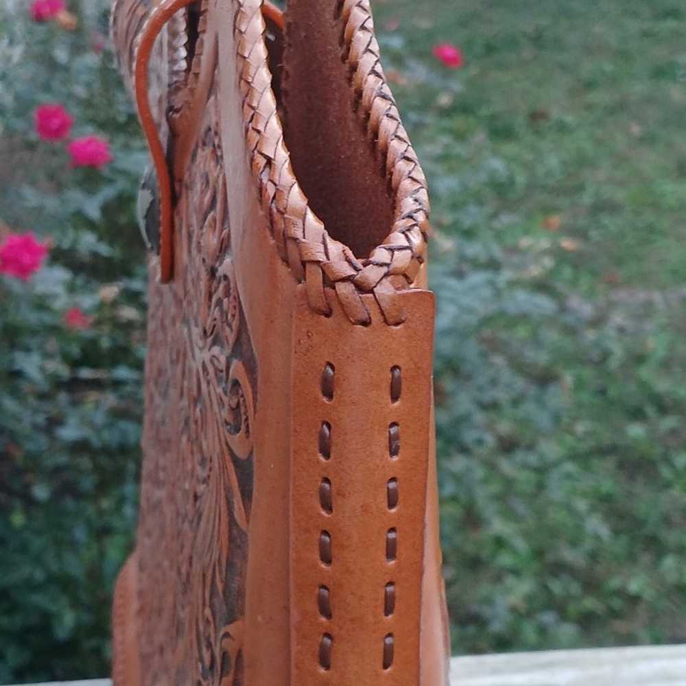 Handmade/Carved 100% Leather Western Style Bucket… - image 3