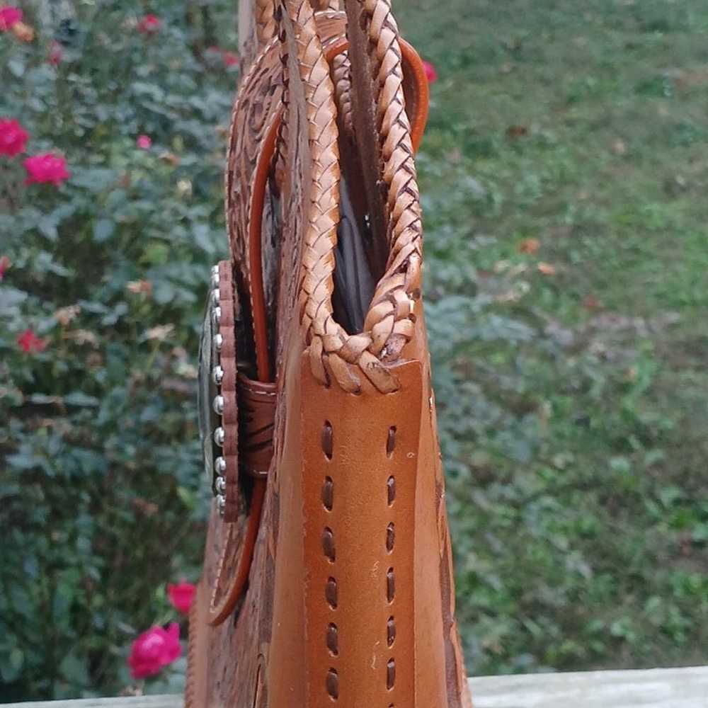 Handmade/Carved 100% Leather Western Style Bucket… - image 4