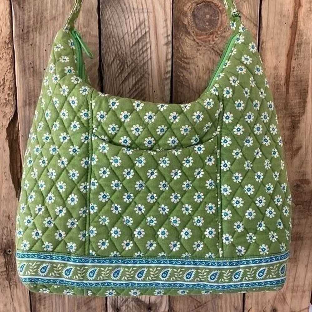 Vera Bradley Purse Shoulder Bag Apple Green Blue … - image 2