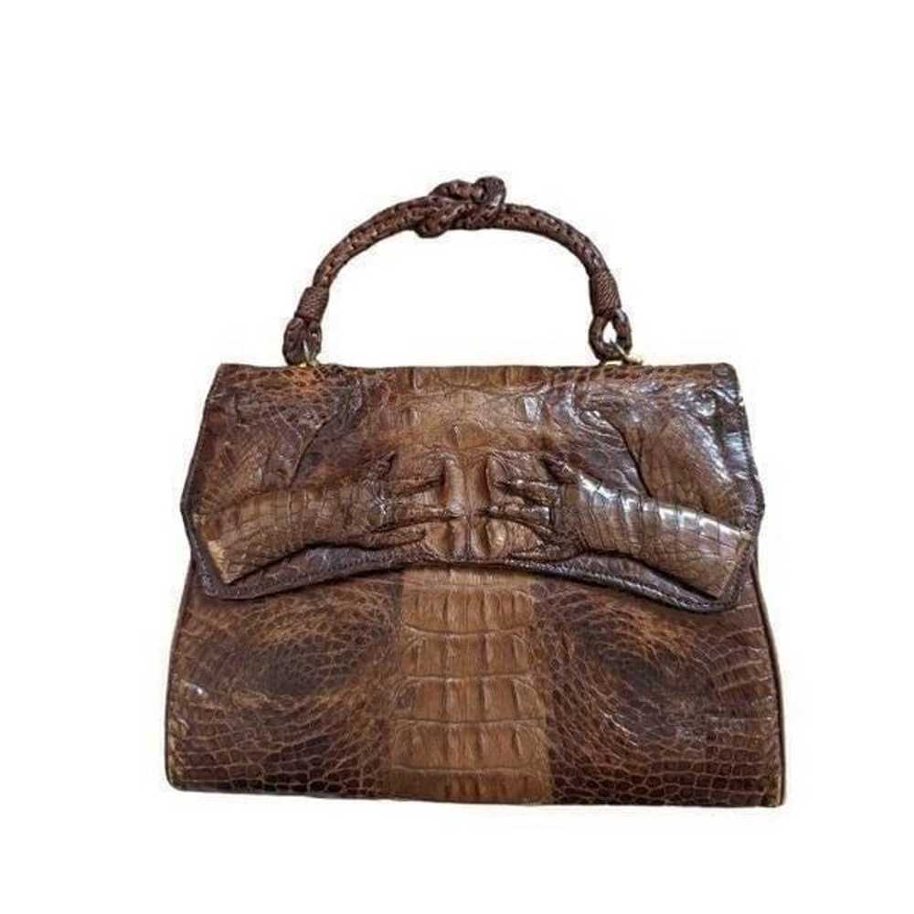 Vintage 30's-40's Alligator Bag Woven Handle and … - image 1