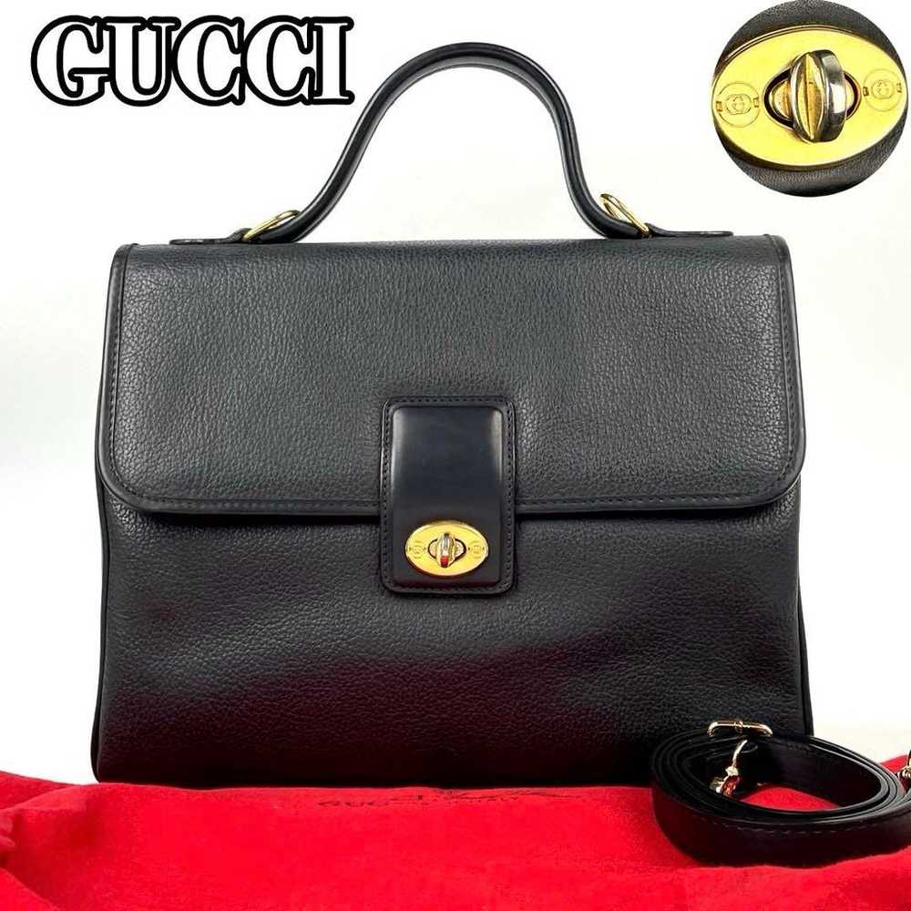 Rare Gucci handbag 2way with turn-lock and gold h… - image 1