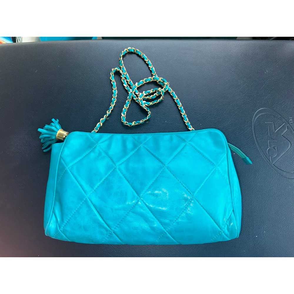 VINTAGE EIGHTIES 80's HENRI BENDEL TURQUOISE QUIL… - image 2