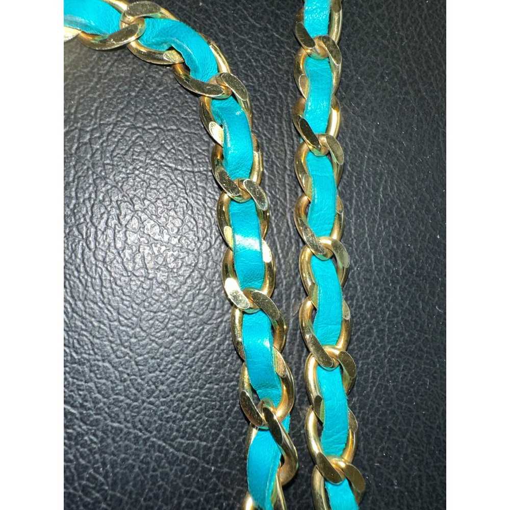 VINTAGE EIGHTIES 80's HENRI BENDEL TURQUOISE QUIL… - image 3