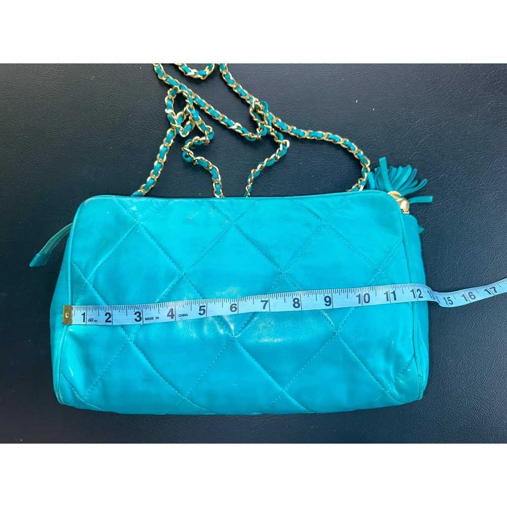 VINTAGE EIGHTIES 80's HENRI BENDEL TURQUOISE QUIL… - image 6