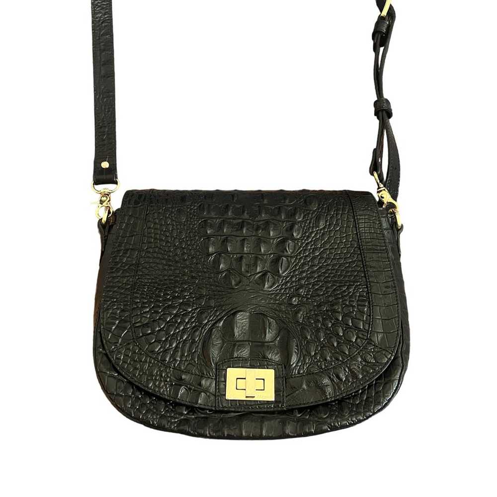 Brahmin Melbourne Black Croc Embossed Leather Cro… - image 4