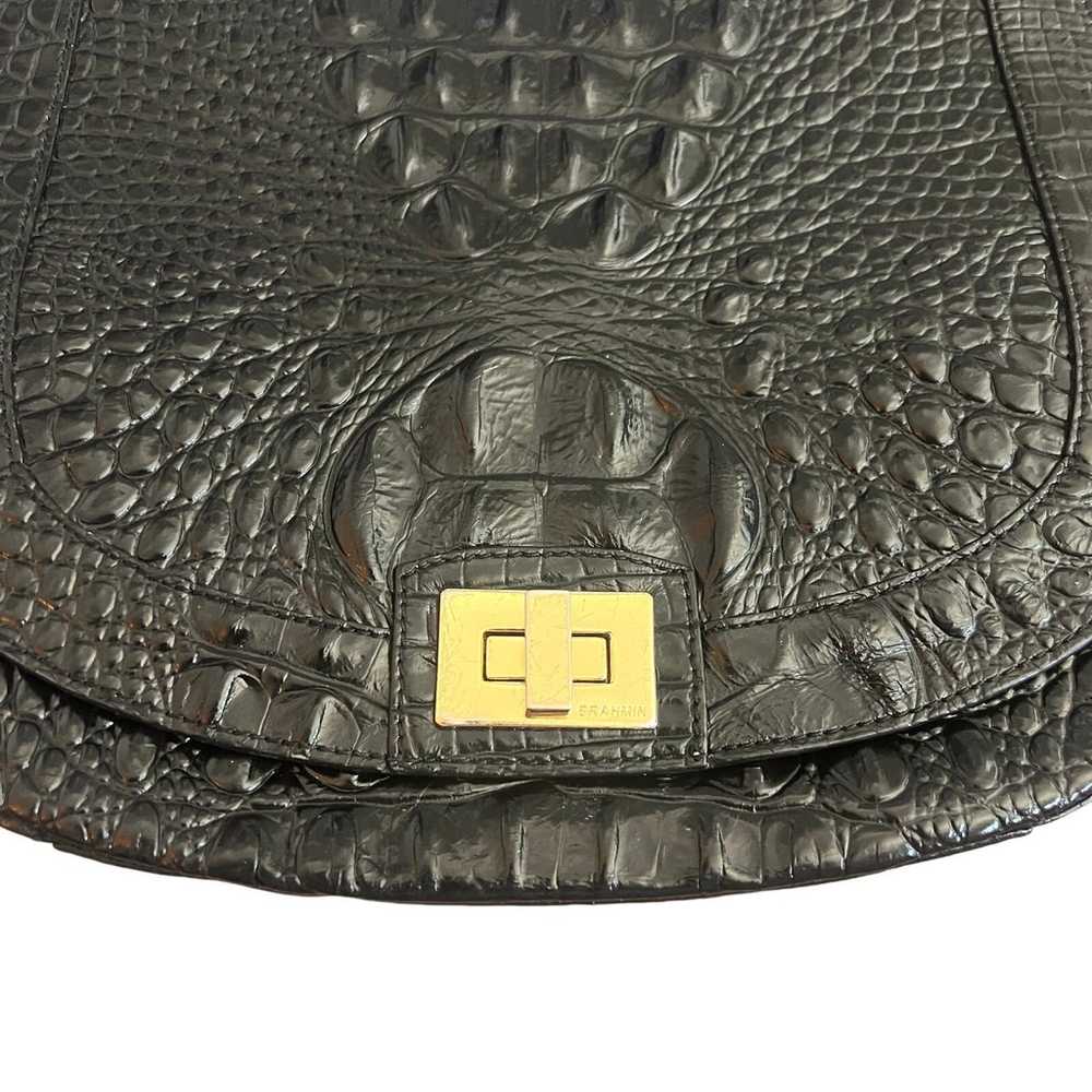 Brahmin Melbourne Black Croc Embossed Leather Cro… - image 6