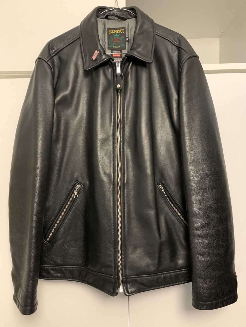 Supreme Leather jacket SCHOTT x SUPREME with broo… - image 1