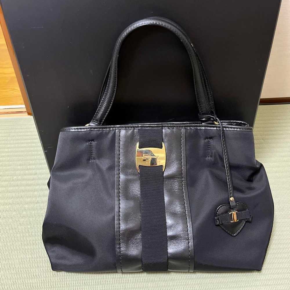 Salvatore Ferragamo☆Black Nylon Leather Handbag - image 1