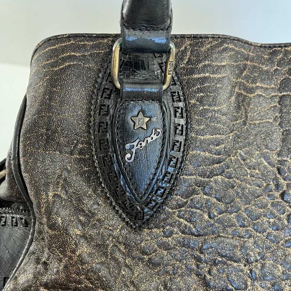 Auth VTG FENDI Metallic Leather Bag - image 12