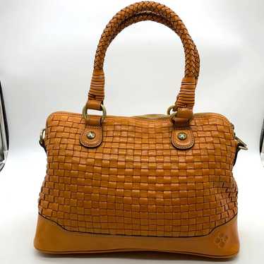 BNWT- order Patricia Nash Discovery Washed Woven Augusta Satchel-Cognac