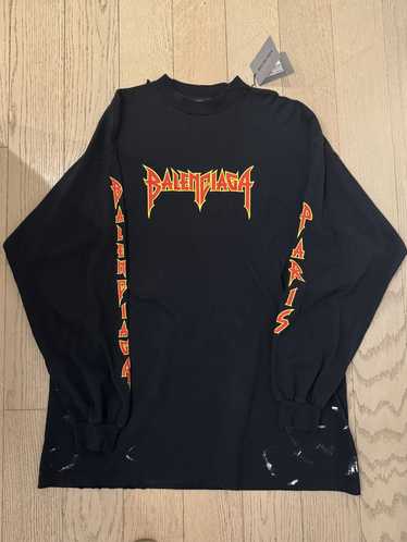 Balenciaga Balenciaga Distressed Metal Logo Long S