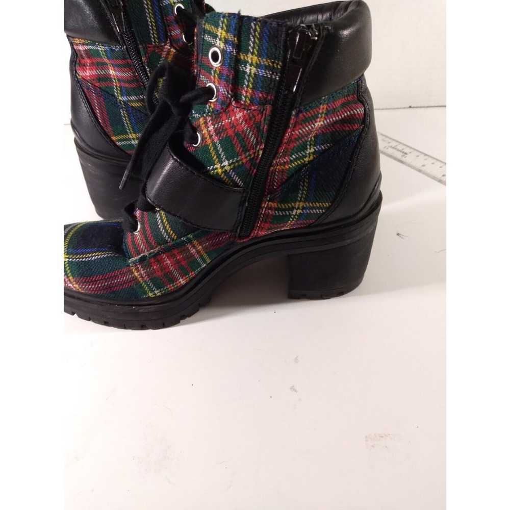 GB Pop-Star Plaid Rhinestone Buckle Lug Sole Boot… - image 3