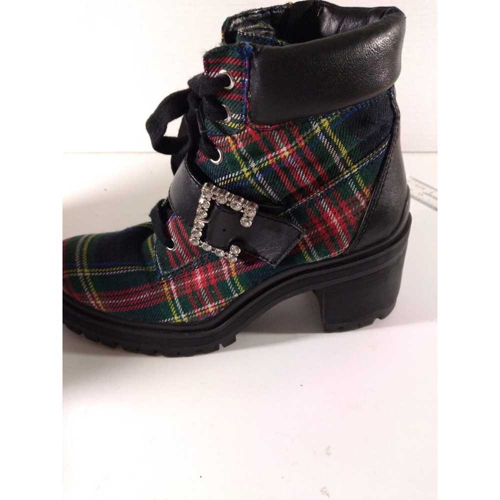 GB Pop-Star Plaid Rhinestone Buckle Lug Sole Boot… - image 5