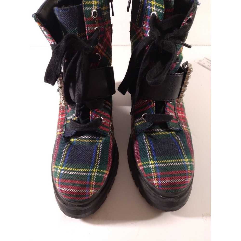 GB Pop-Star Plaid Rhinestone Buckle Lug Sole Boot… - image 6