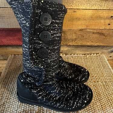 UGG Black And Silver Shimmer Tall Cardy Knit Boot… - image 1