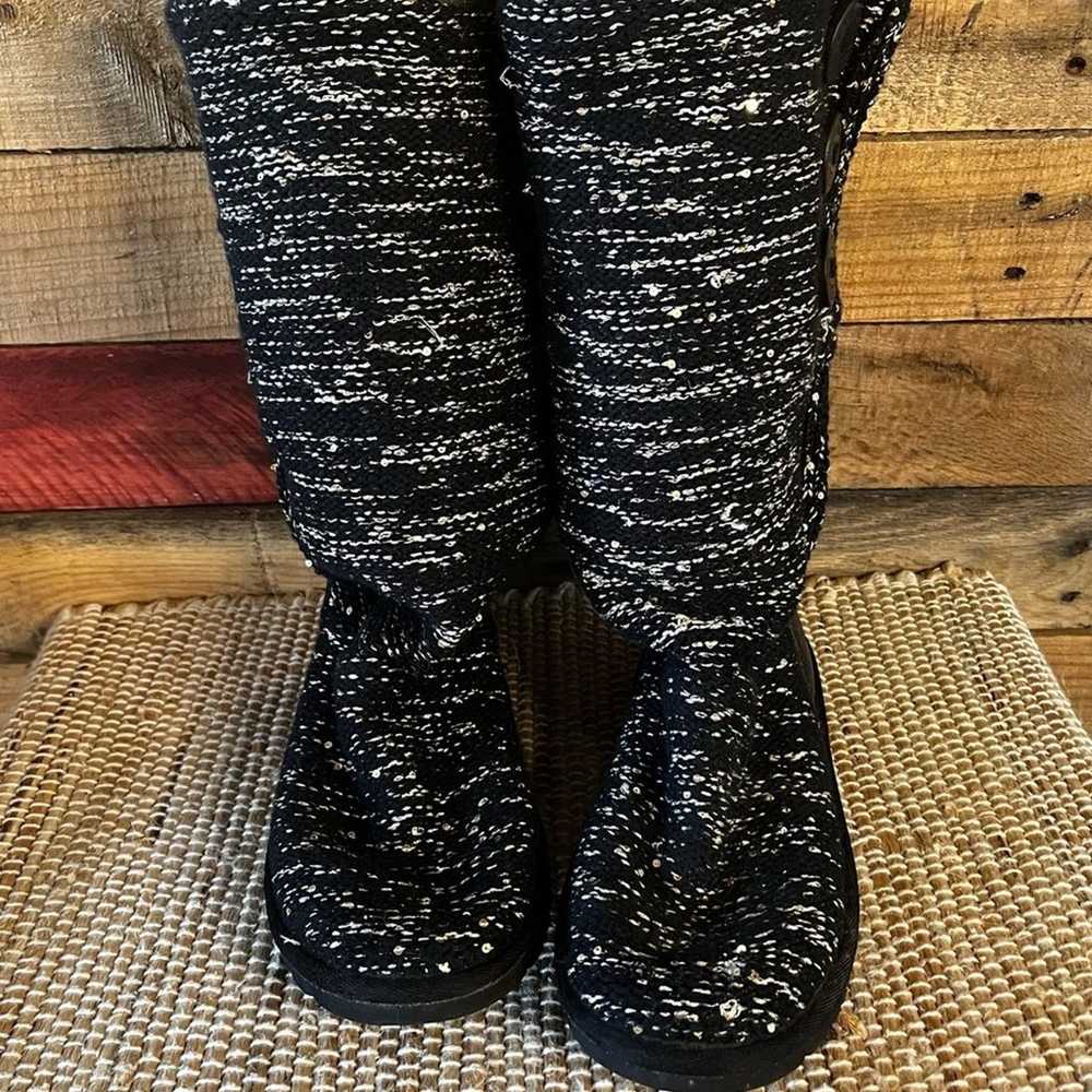 UGG Black And Silver Shimmer Tall Cardy Knit Boot… - image 3