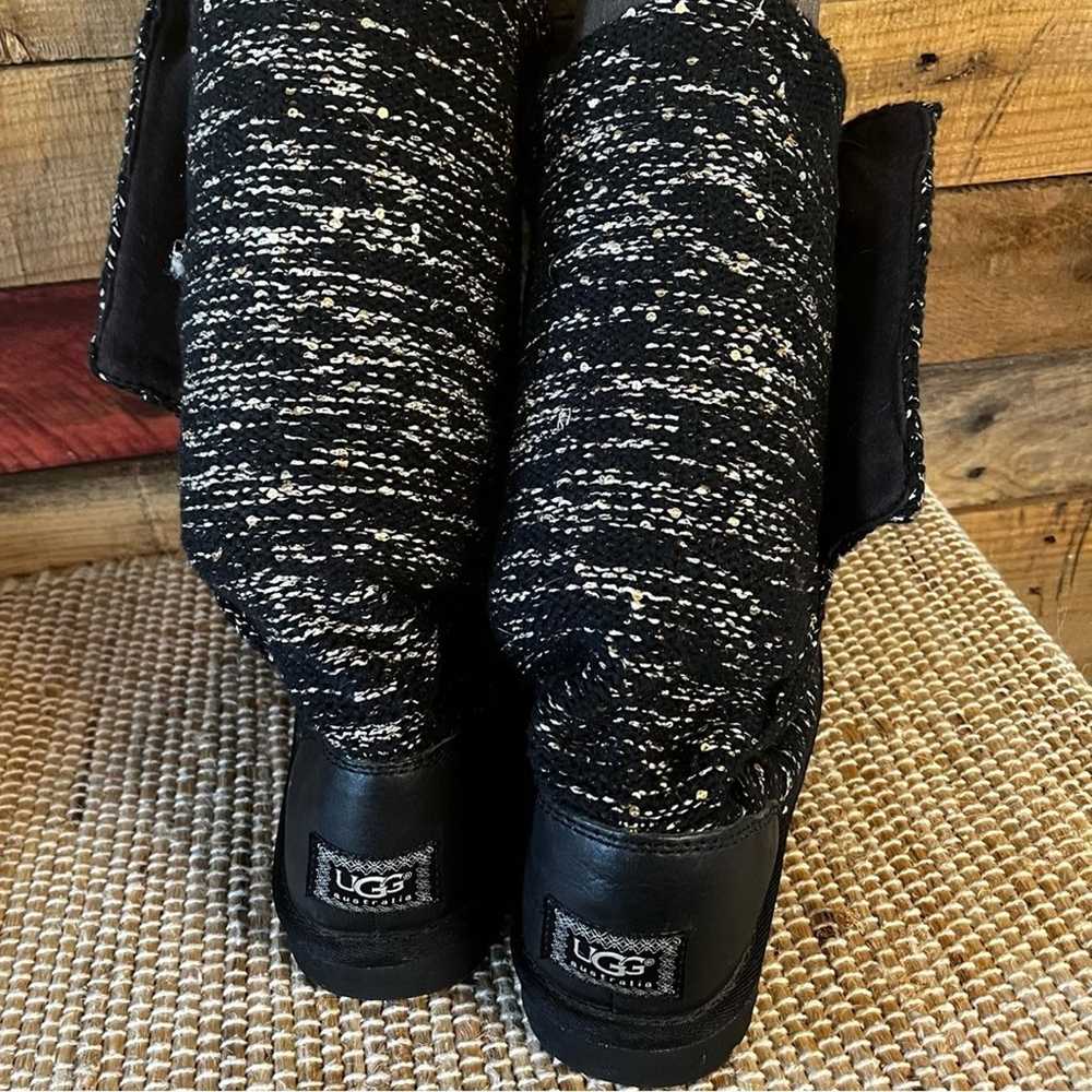 UGG Black And Silver Shimmer Tall Cardy Knit Boot… - image 8